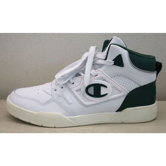 Champion Men's Sz 11.5M White/Green/Chalk 5 On 5 Hi Casual Sneakers Shoes - Picture 9 of 12